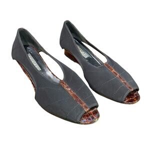 Prevata Black Peep Toe Low Heels Sz 10C